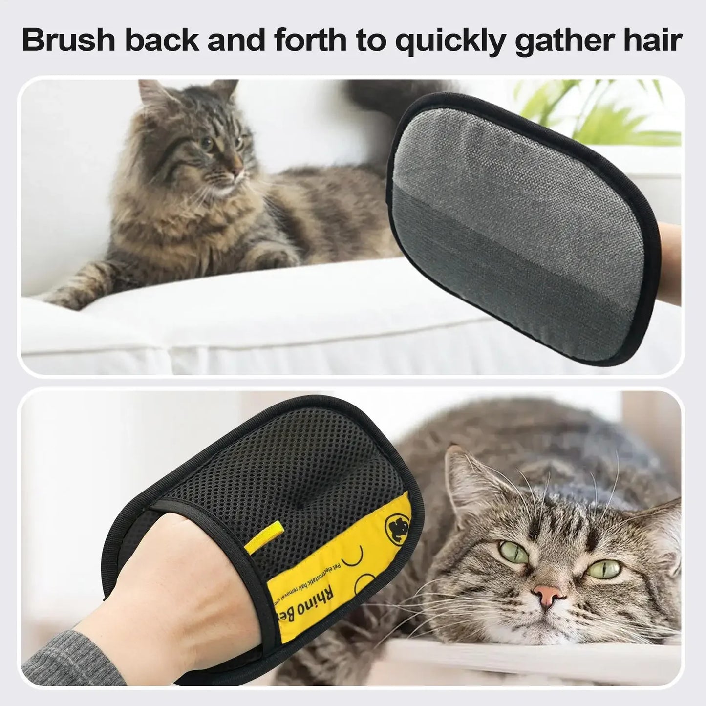 Pet Hair Removal Glove Brush for Clothes, Sofa & Carpet
