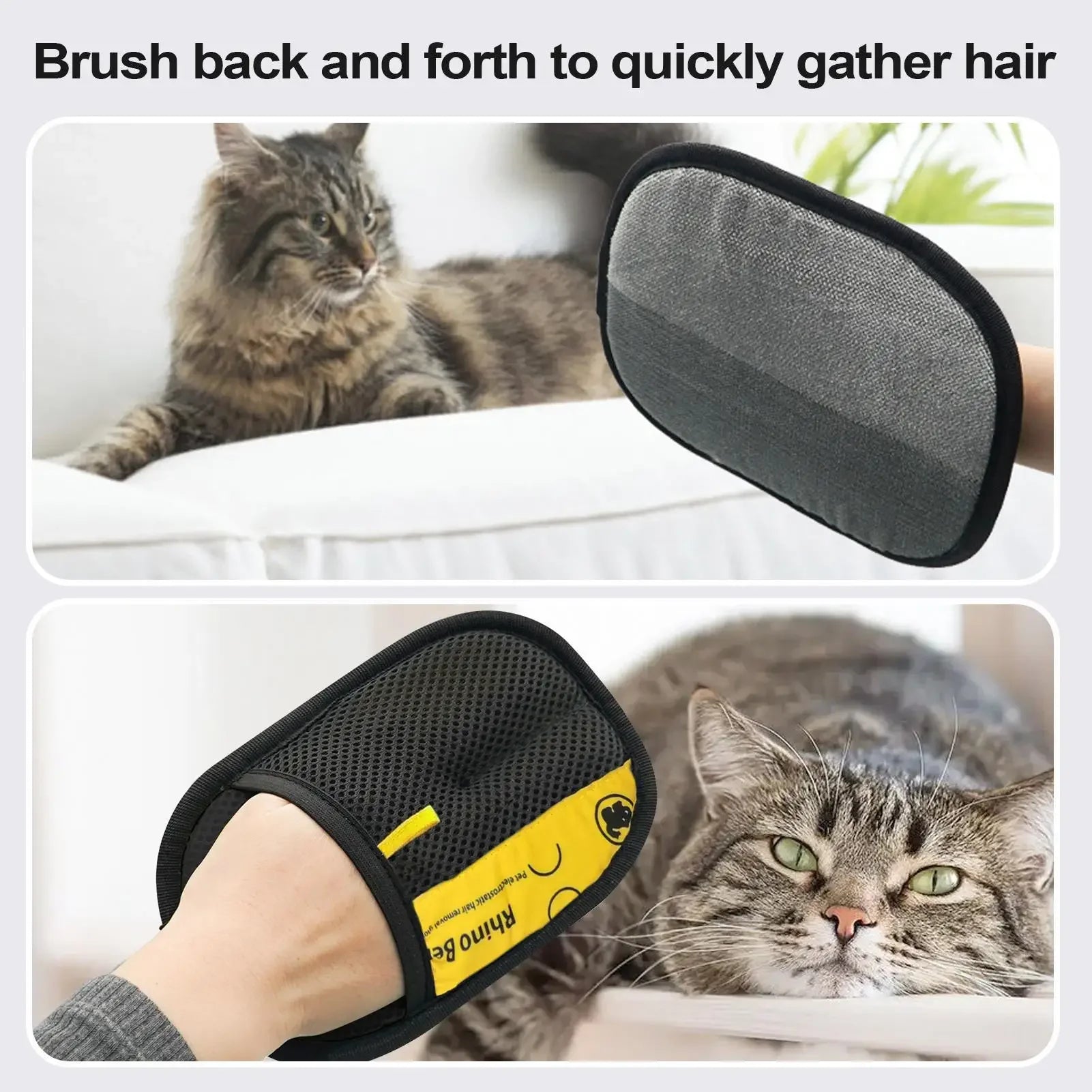 Pet Hair Removal Glove Brush for Clothes, Sofa & Carpet