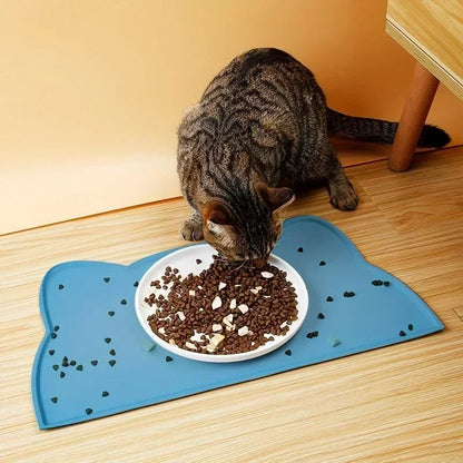Silicone Pet Feeding Mat – Non-Slip, Waterproof Cat Shape
