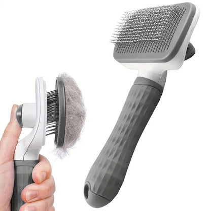 Self-Cleaning Pet Grooming Slicker Brush with Ergonomic Grip