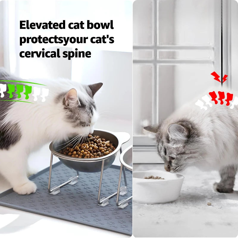 304 Stainless Steel Elevated Cat Bowl for Healthy Eating