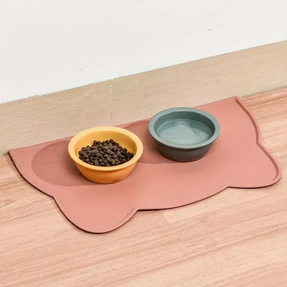 Silicone Pet Feeding Mat – Non-Slip, Waterproof Cat Shape