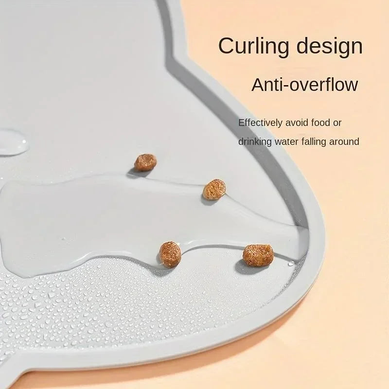 Silicone Pet Feeding Mat – Non-Slip, Waterproof Cat Shape