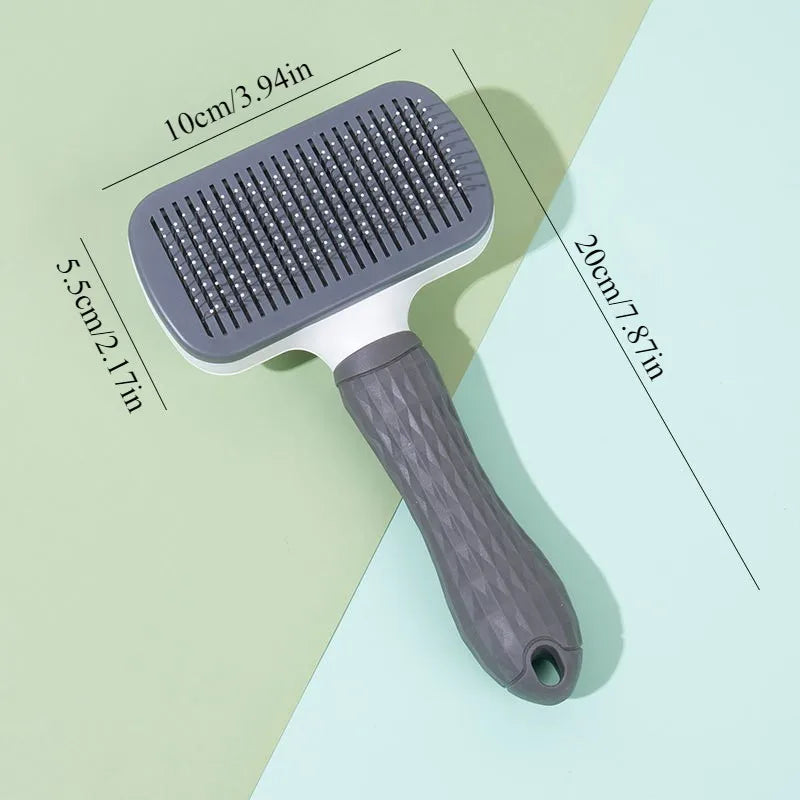 Self-Cleaning Pet Grooming Slicker Brush with Ergonomic Grip