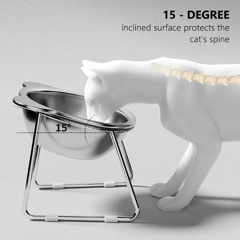 304 Stainless Steel Elevated Cat Bowl for Healthy Eating